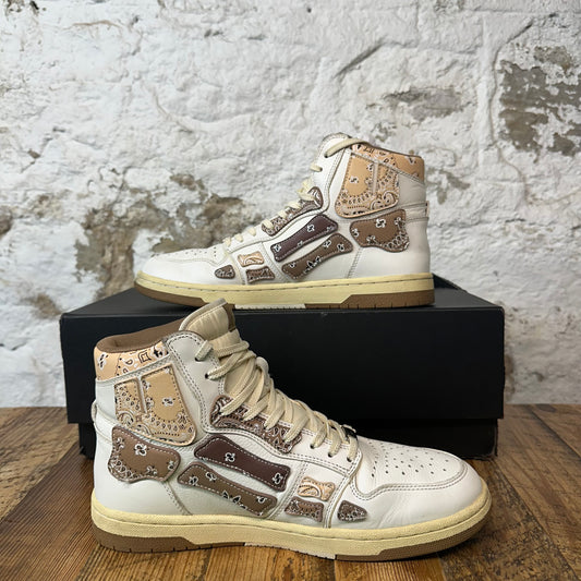 Amiri High Brown Paisley Skeleton White Sneaker Sz 10 (43)