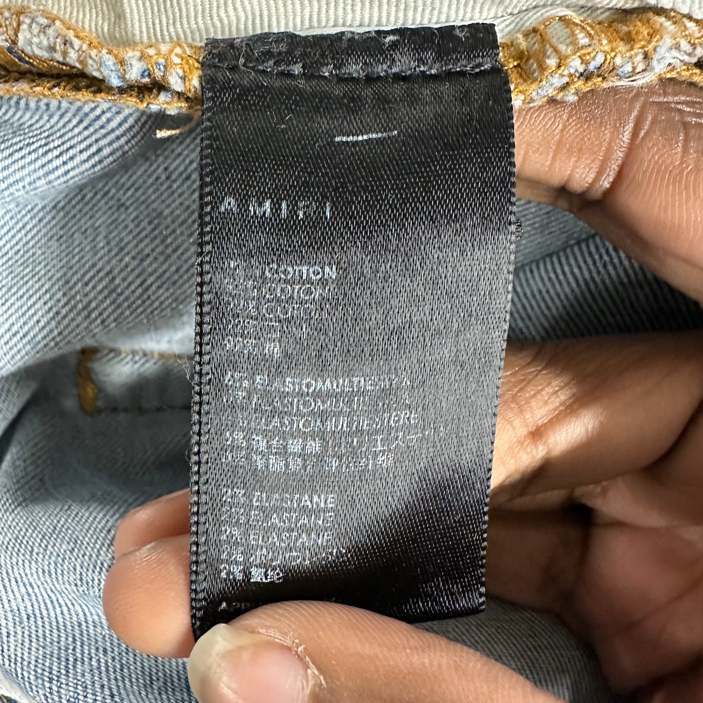 Amiri MX1 Light Blue Suede Blue Denim Jeans Sz 38