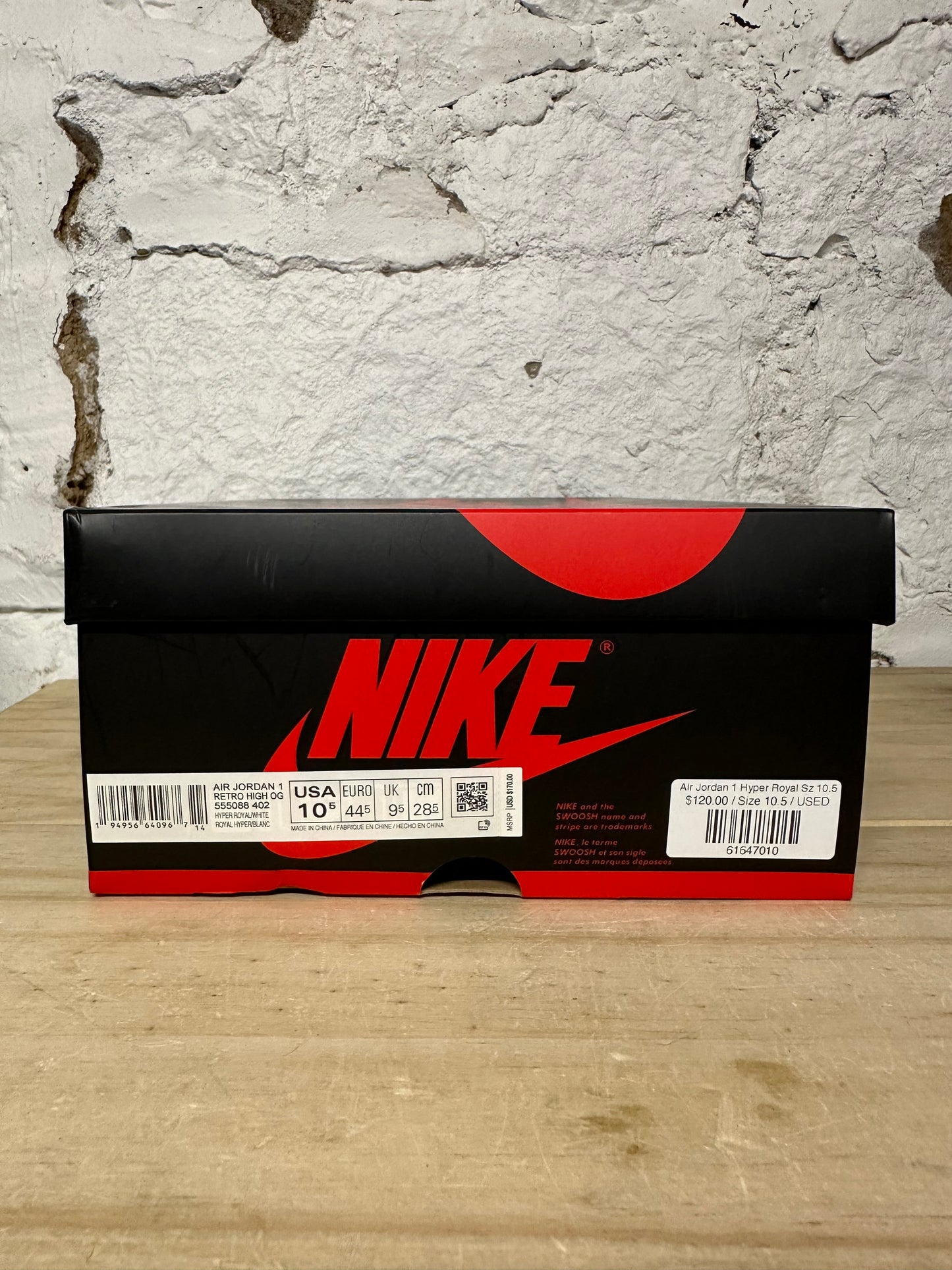 Air Jordan 1 High Hyper Royal Smoke Grey Sz 10.5