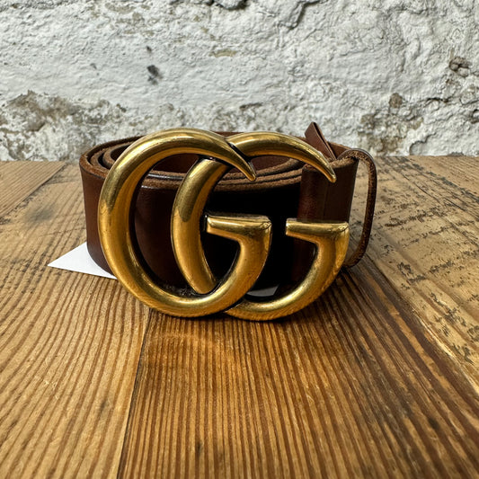 Gucci Brown Leather GG Belt Sz (85/34)