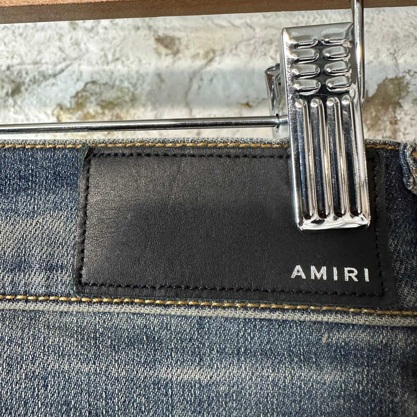 Amiri MX1 Blue Suede Waxed Blue Denim Jeans Sz 28