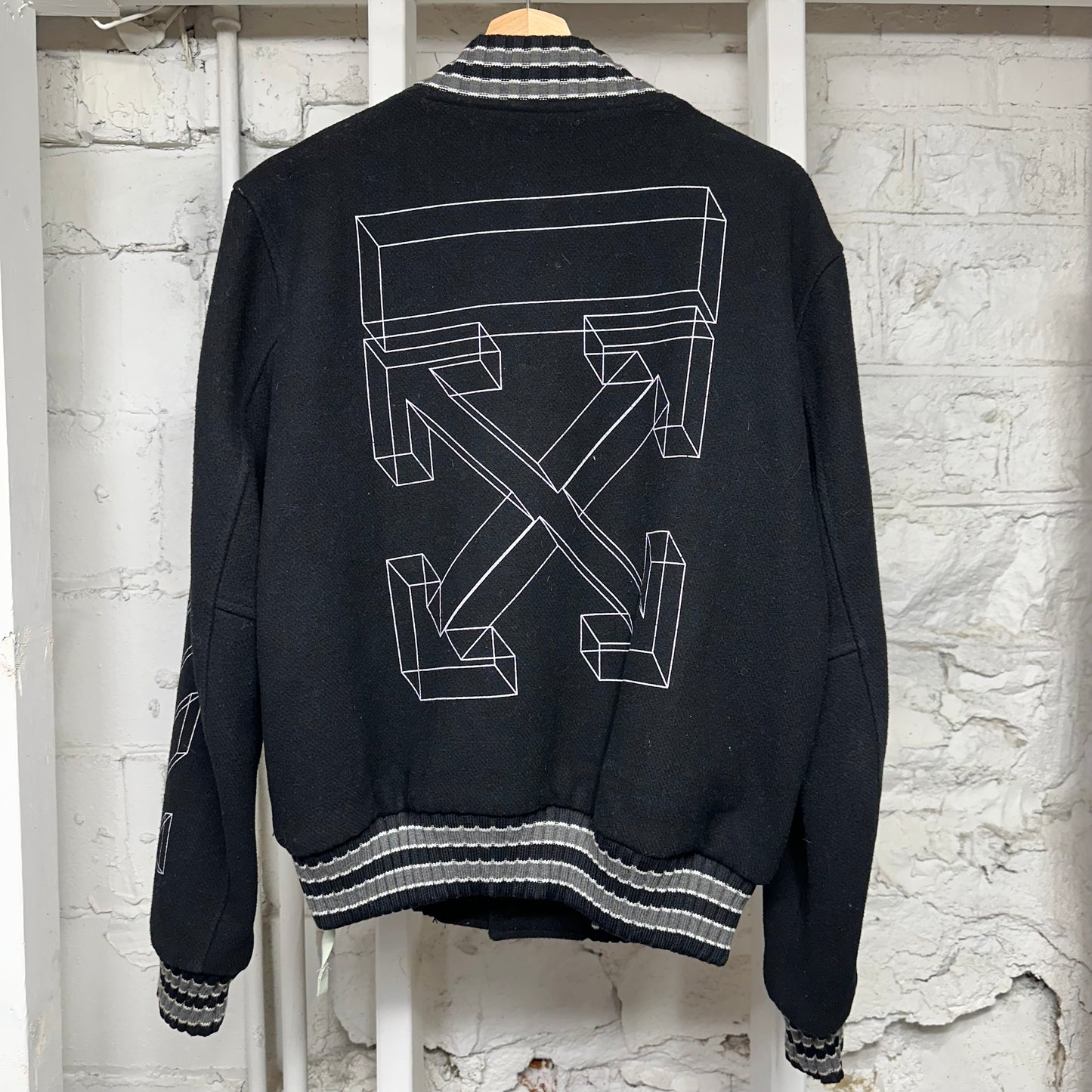 Off-White 3D Diagonals Wool Jacket Black Sz L