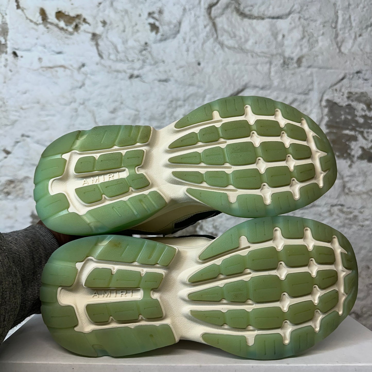 Amiri Green Bone Runner Cream White Sneaker Sz 6 (38)