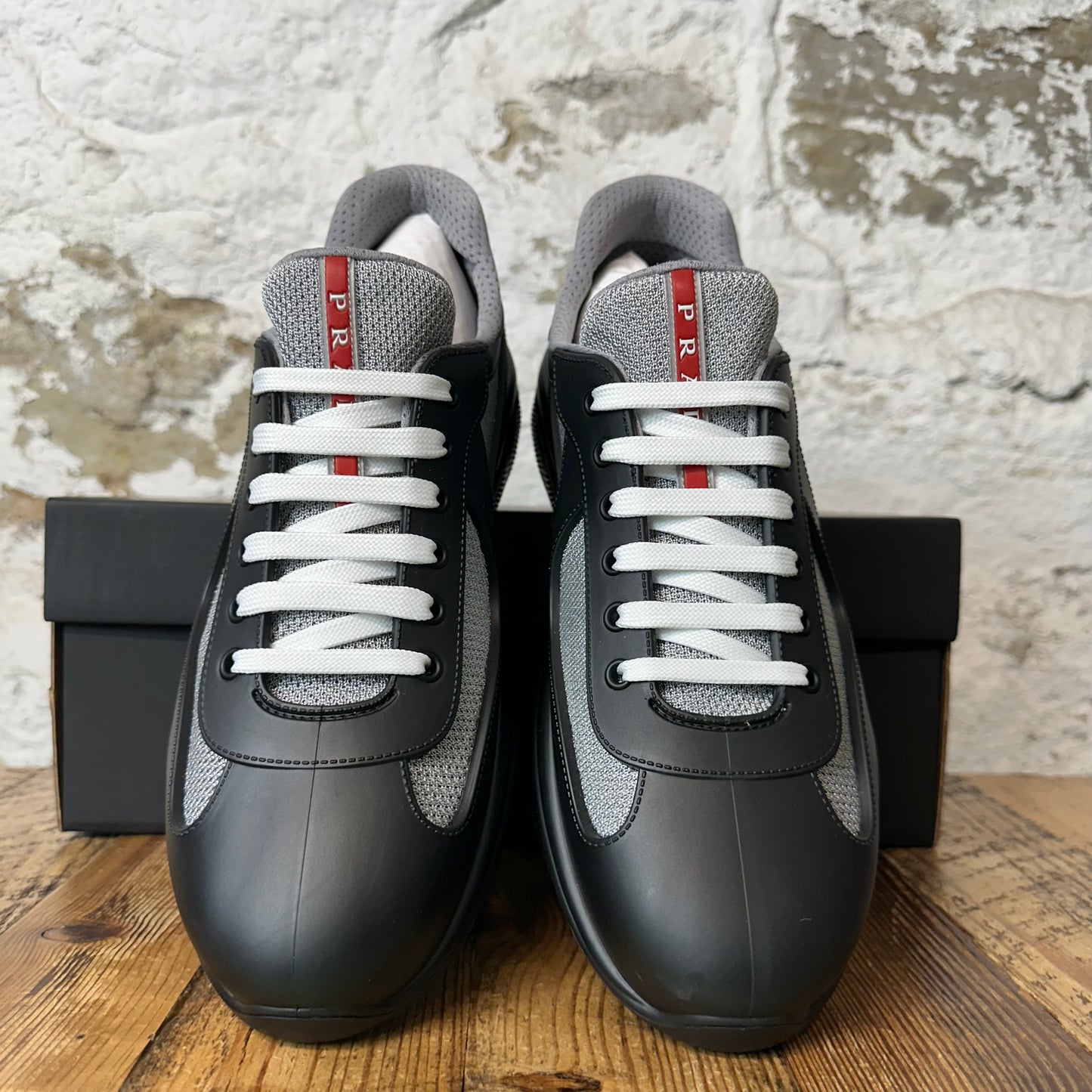 Prada Americas Cup Nero Rubber Sneaker Sz 11 (44) DS