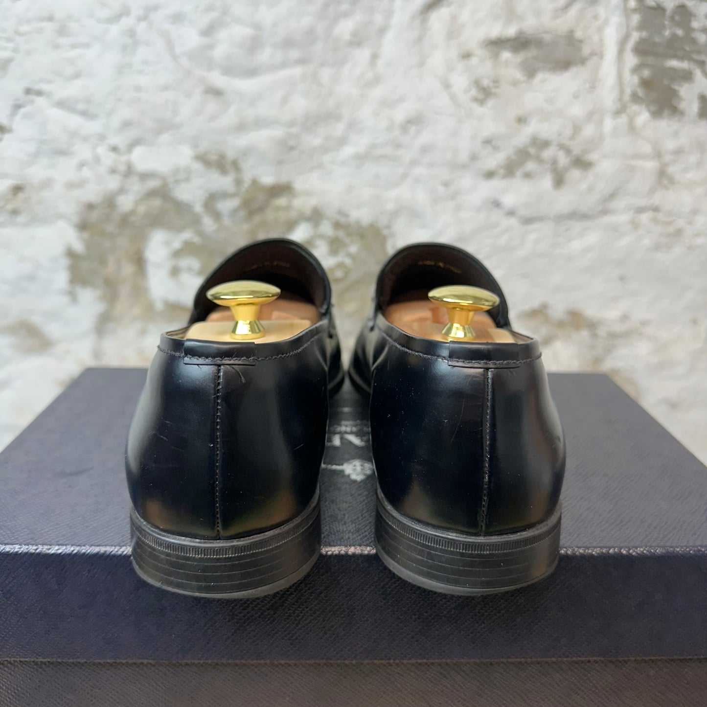 Prada Black Lether Slip On Loafers Sz 8.5