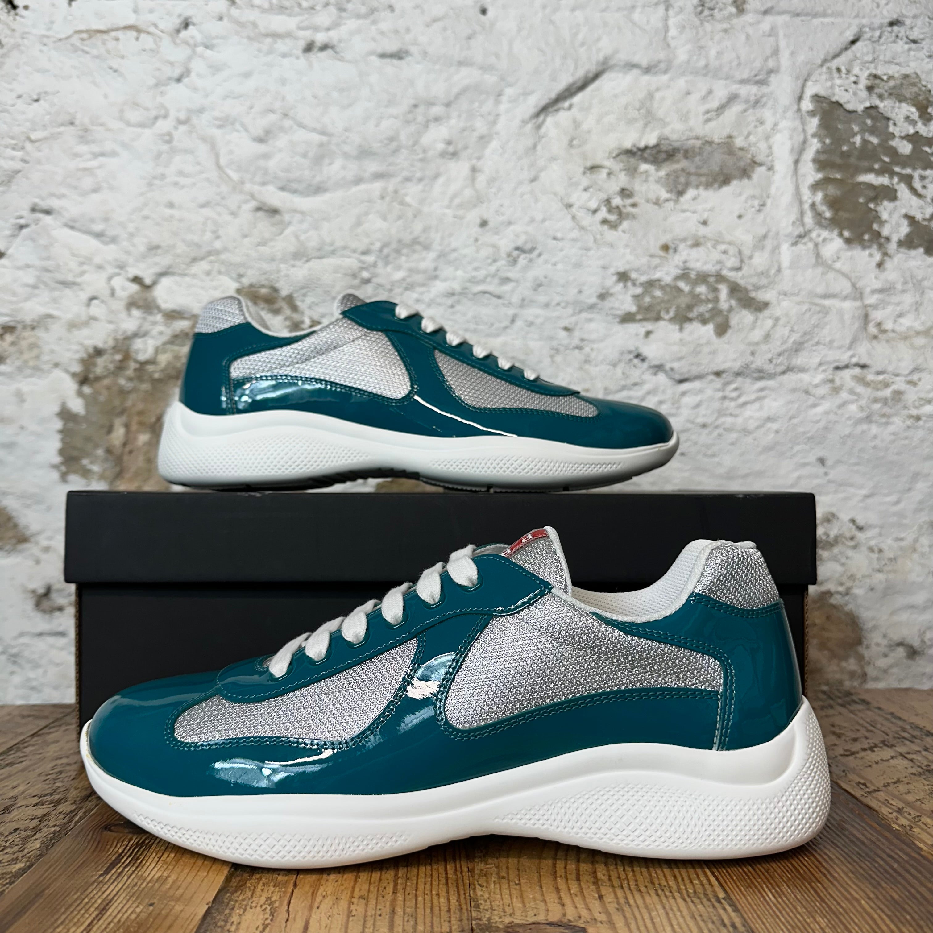 Prada Americas Cup Laguna Patent Sneaker Sz 8.5 DS
