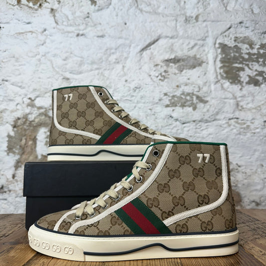 Gucci High Tennis 1977 Brown Monogram Sneaker Sz 6 (38)