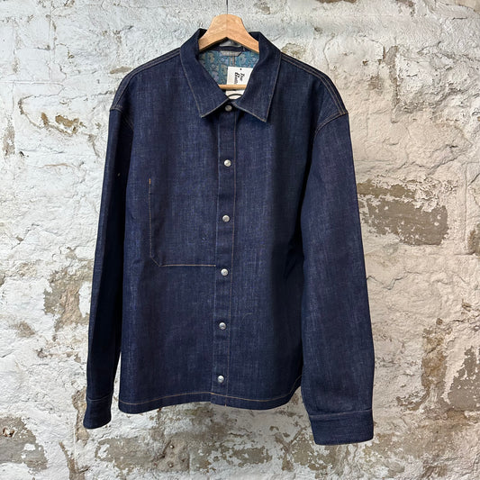Dior Oblique Raw Blue Denim Button Up Jacket Sz XL (52)