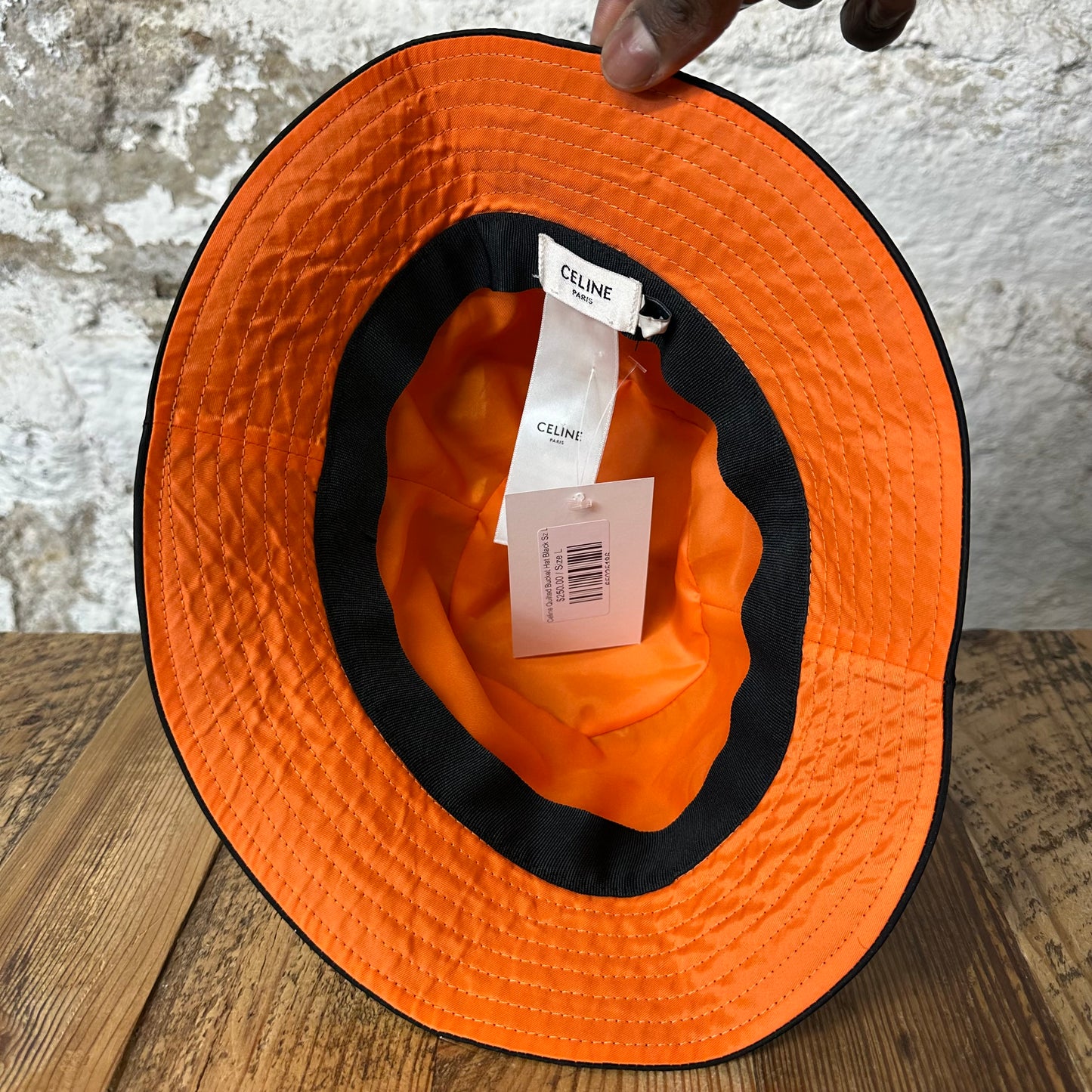 Celine Quilted Bucket Hat Black Sz L