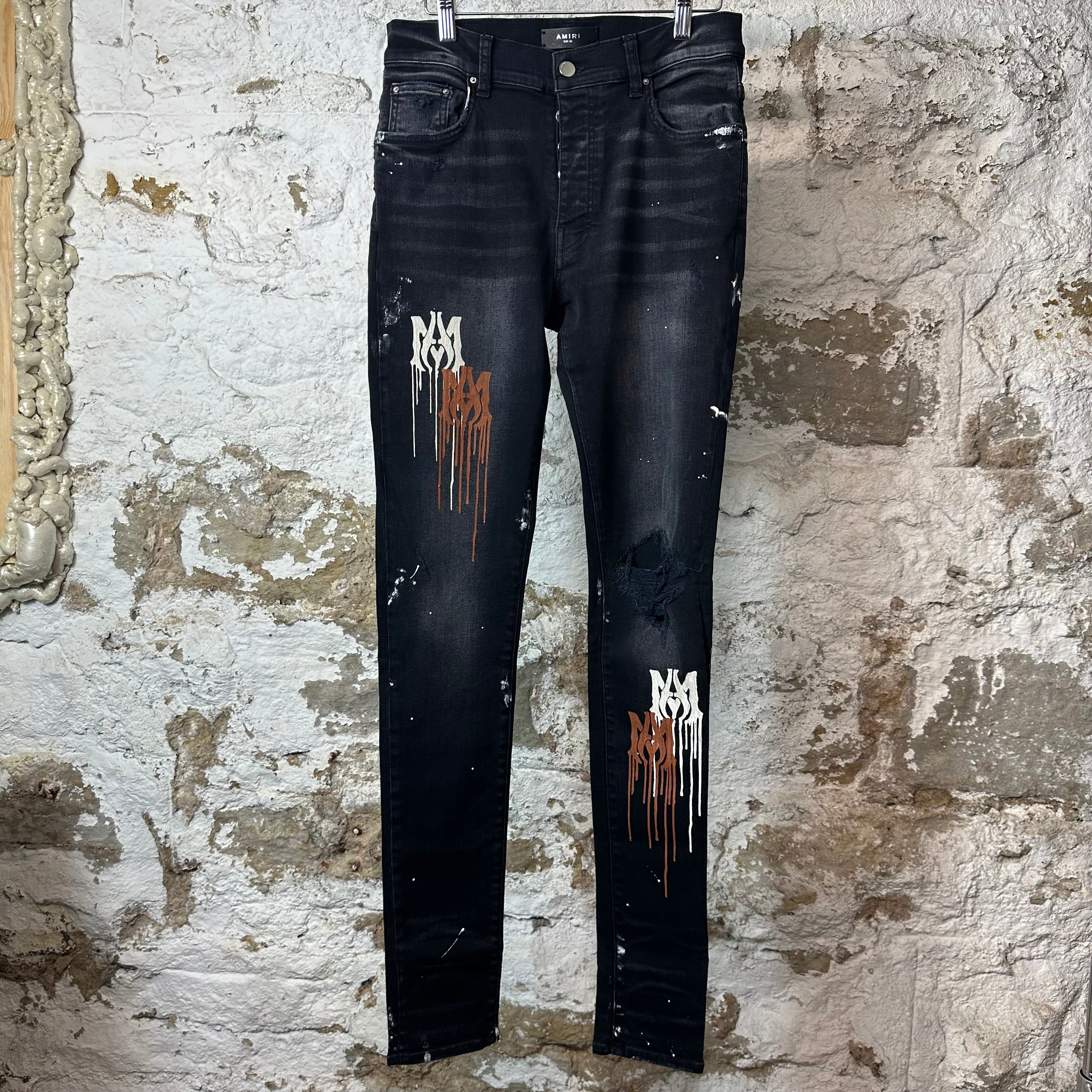 Amiri MA Drip Black Denim Jeans Sz 32