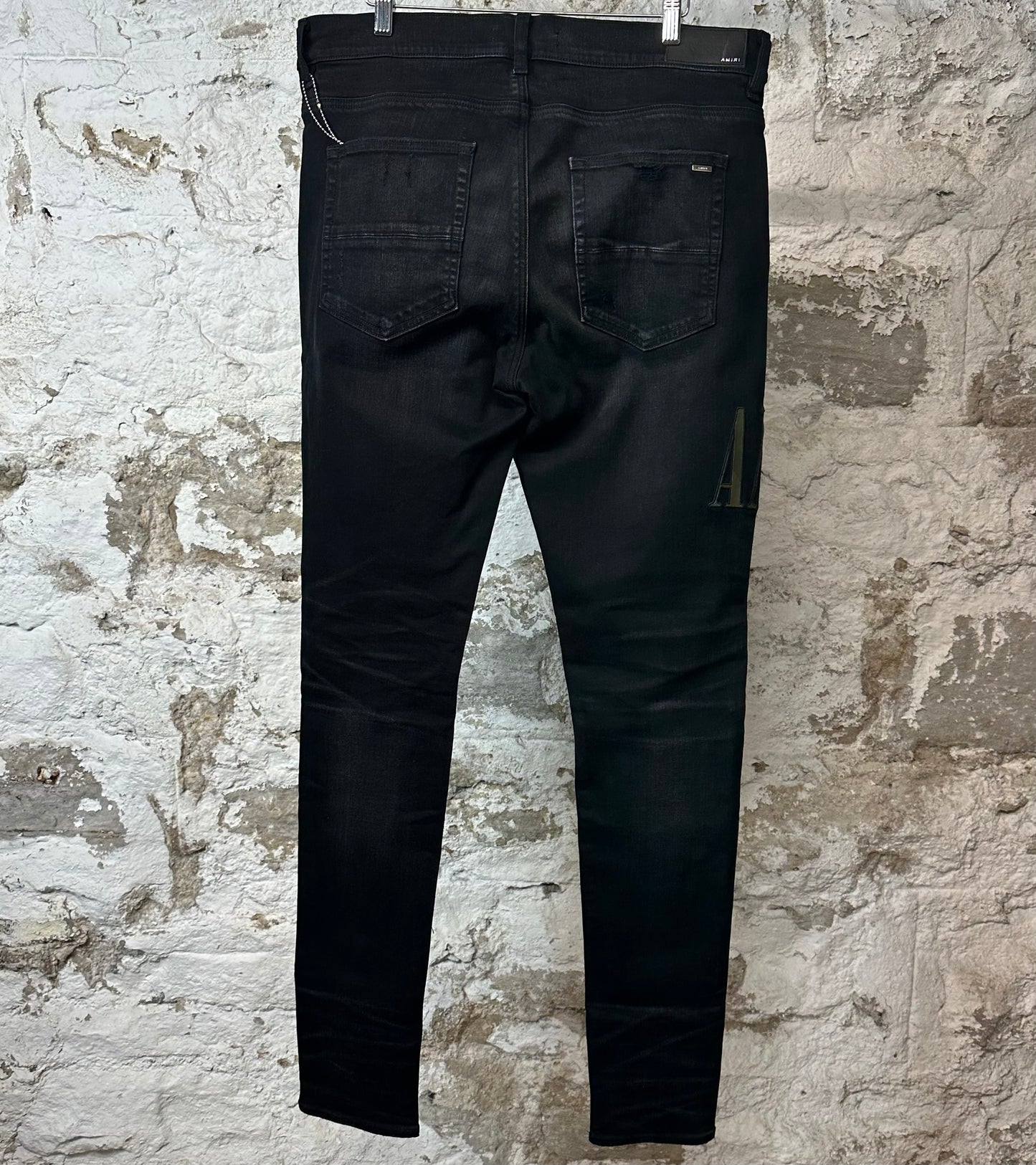 Amiri MX1 Camo Spell Black Denim Jeans Sz 36