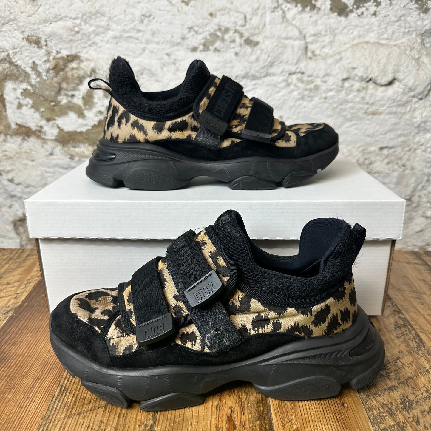 Dior D-Wander Leopard Print Black Sneaker Sz 6.5 (38.5) No Box