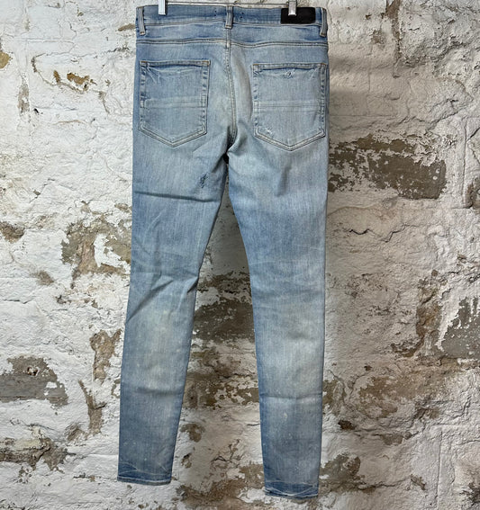 Amiri Multicolor Paisley Blue Denim Jeans Sz 34