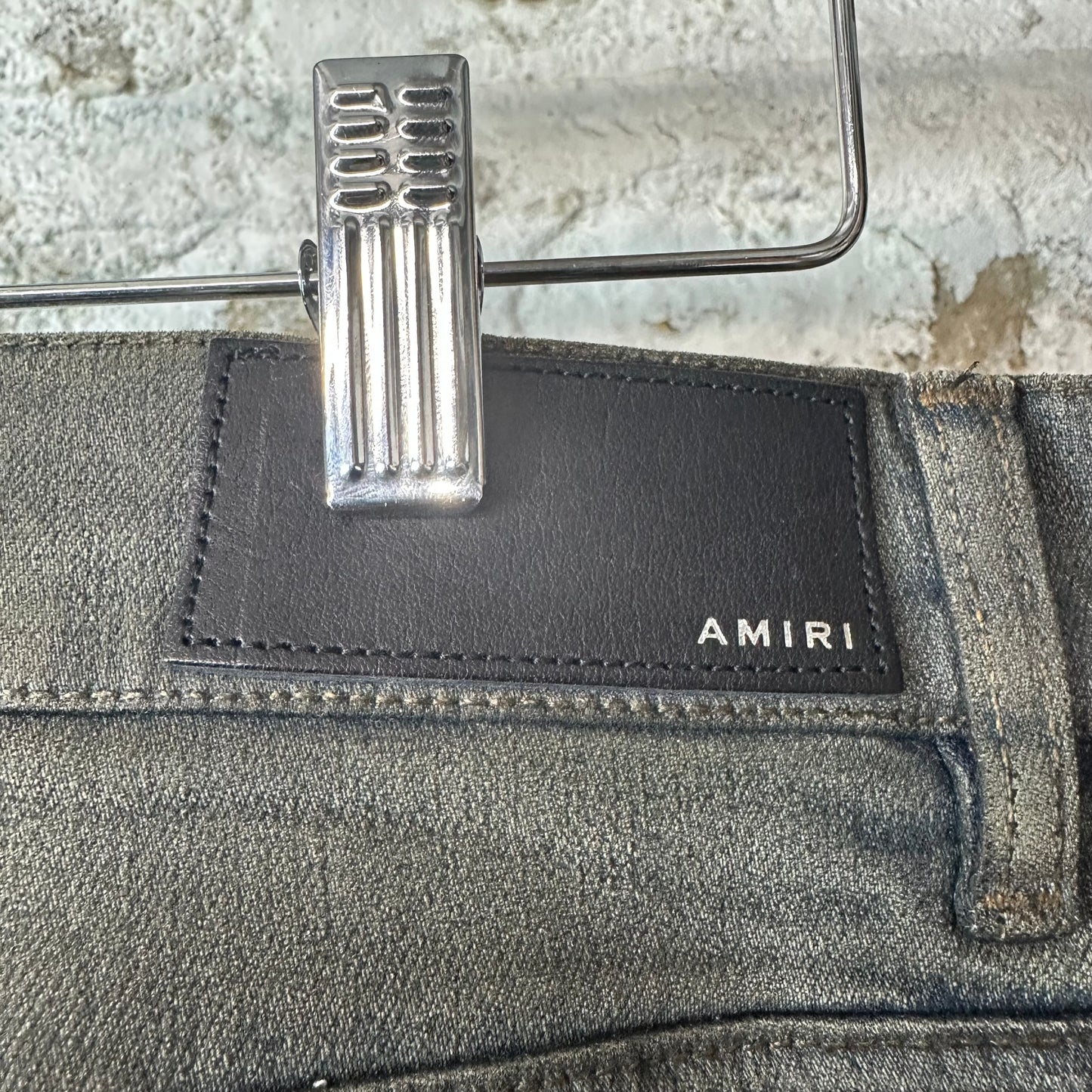 Amiri MX1 Beige Knitted Waxed Blue Denim Jeans Sz 34