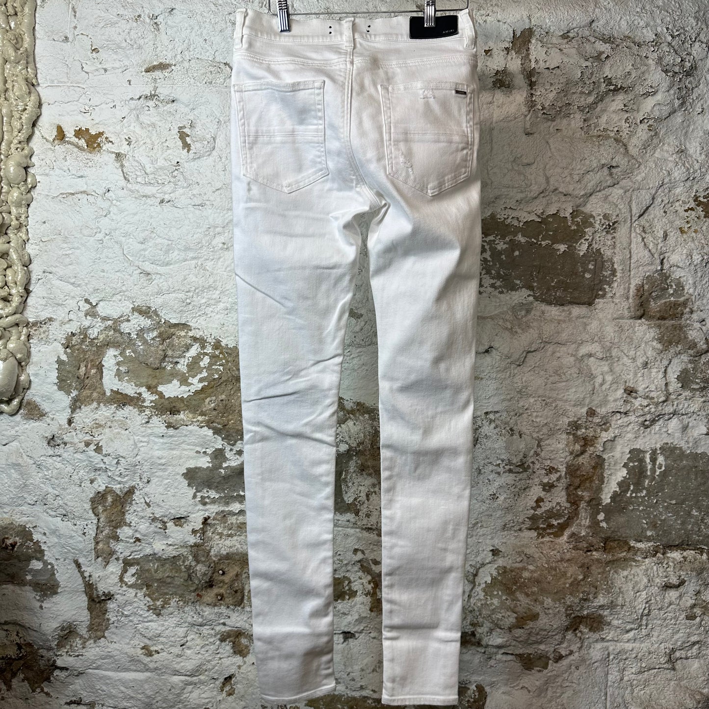 Amiri MX1 White Leather White Denim Jeans Sz 30