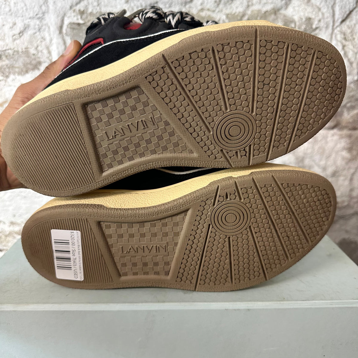 Lanvin Curb Black Red White Sneaker Sz 7 (40)