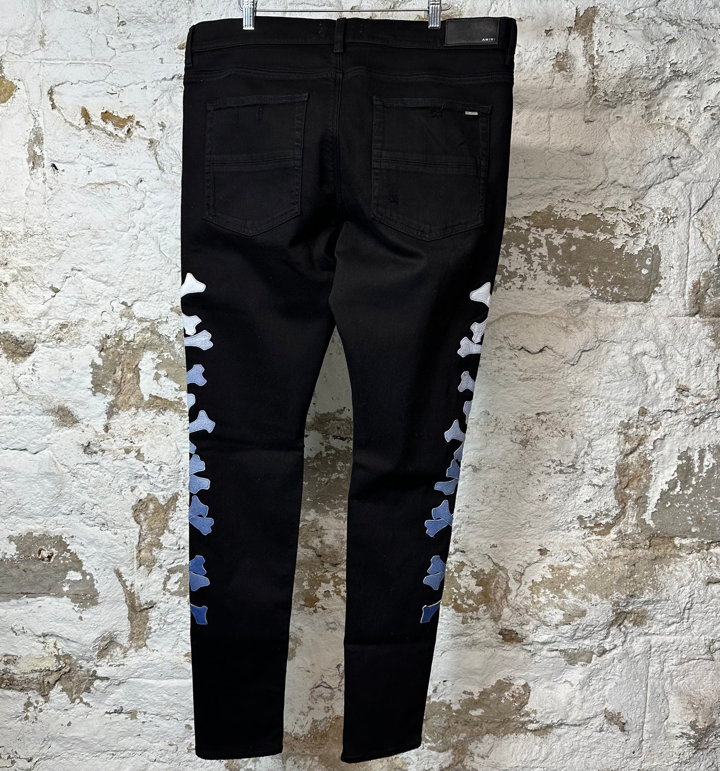 Amiri Blue Gradient Bones Black Denim Jeans Sz 38