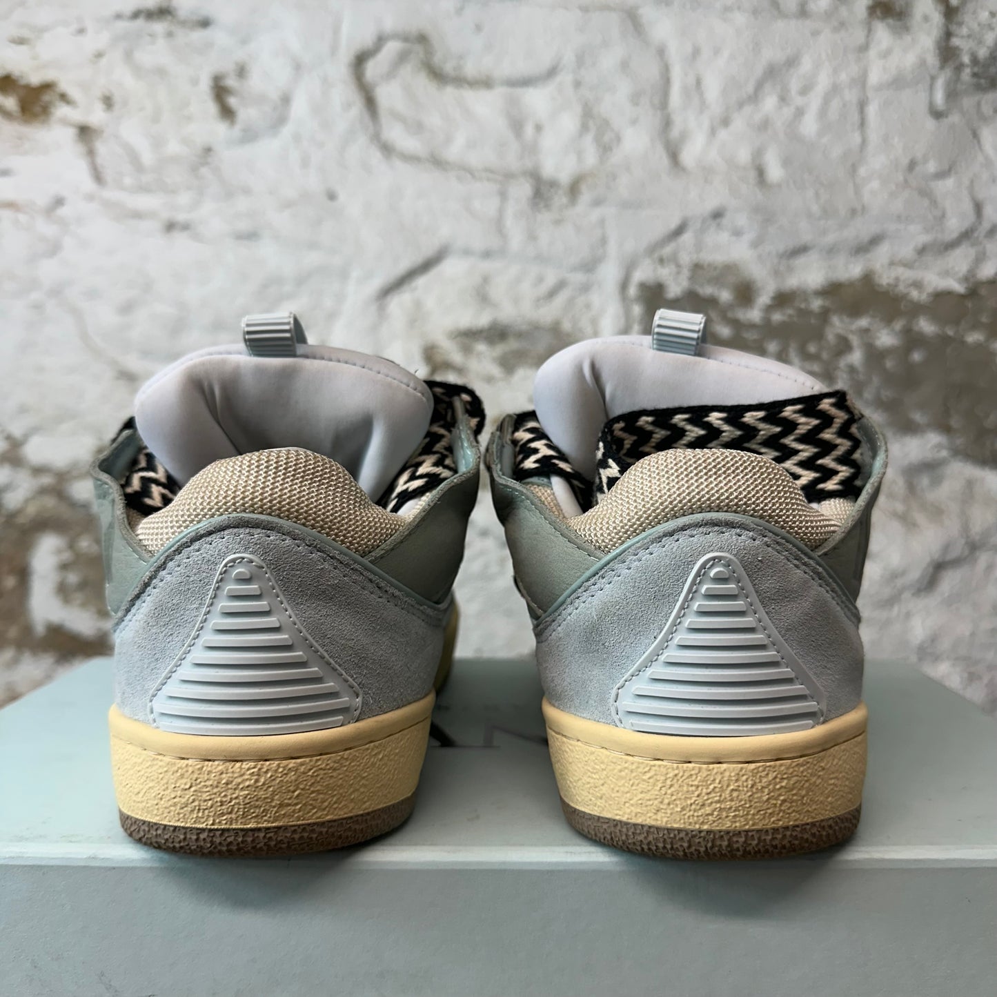 Lanvin Curb Black White Lace Blue Sneaker Sz 5 (37)