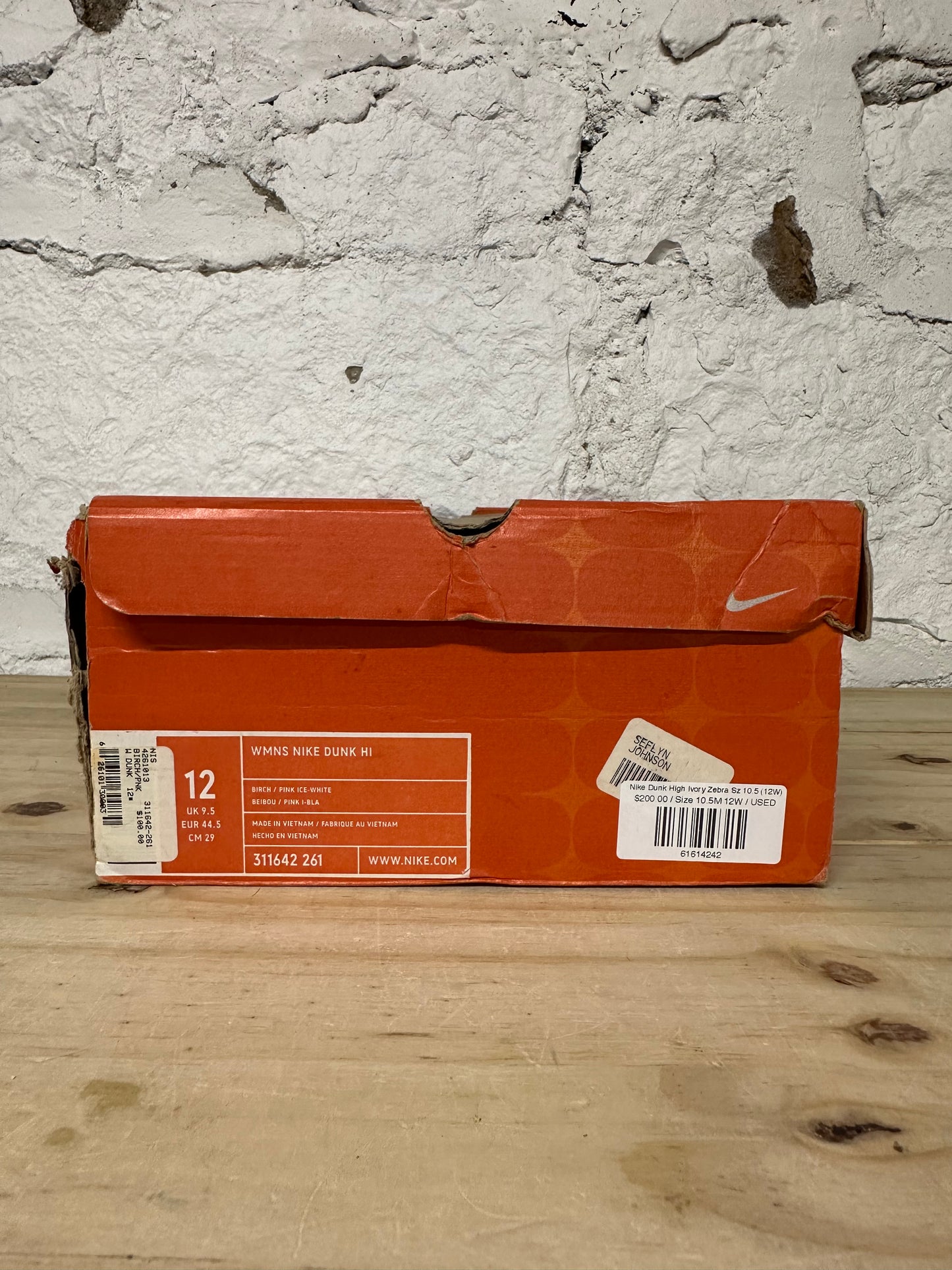 Nike Dunk High Ivory Zebra Sz 10.5 (12W)