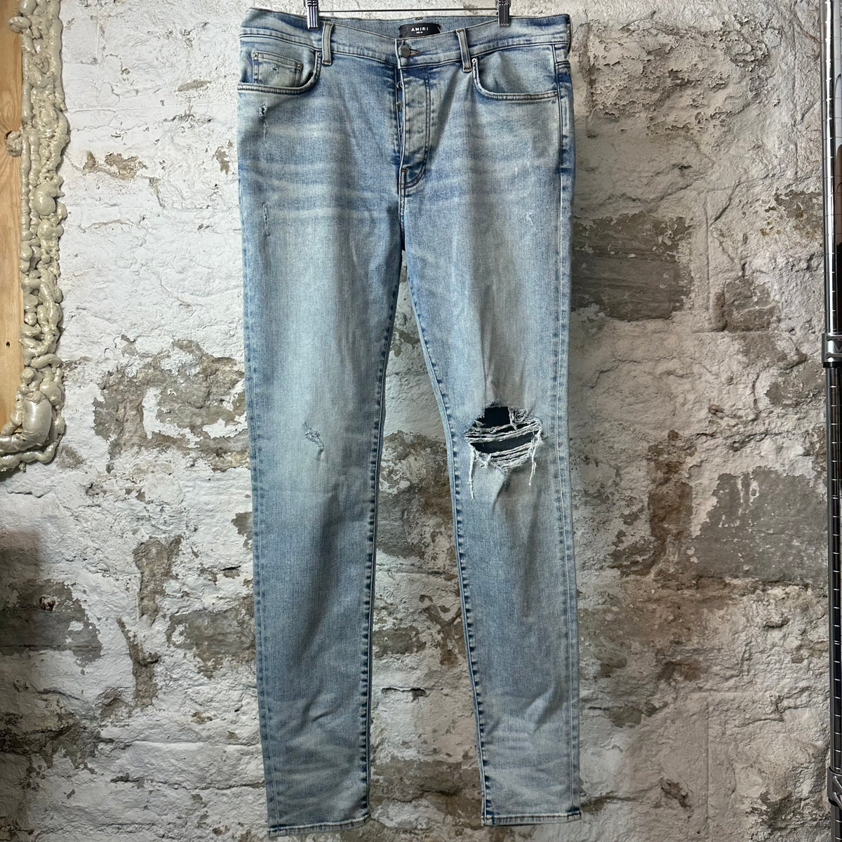 Amiri Knee Hole Washed Blue Denim Jeans Sz 38