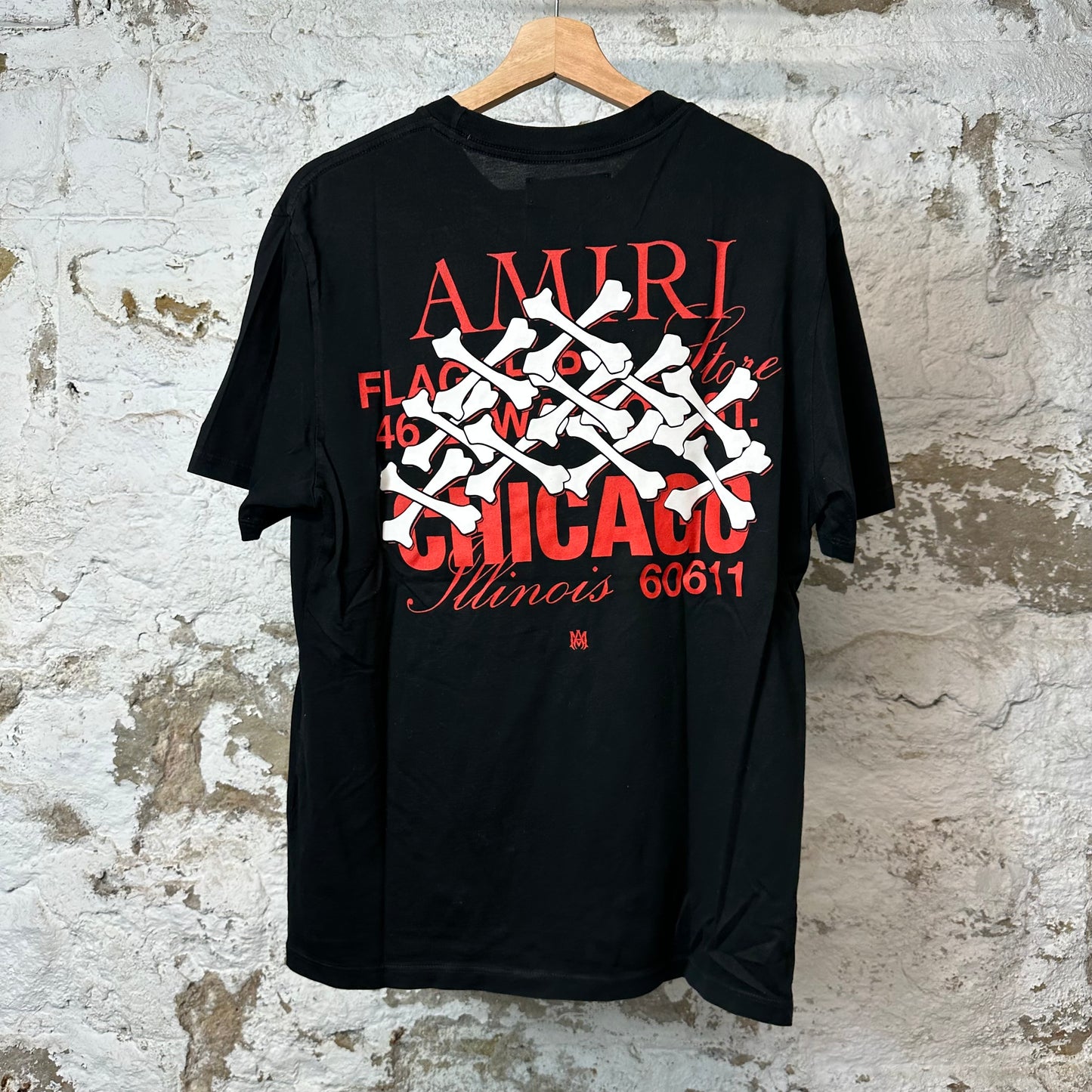 Amiri Chicago Flagship Bones T-shirt Black Sz S