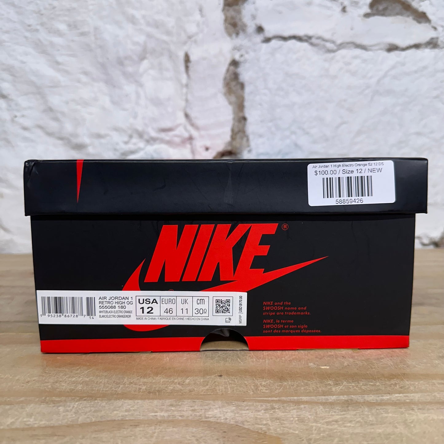 Air Jordan 1 High Electro Orange Sz 12 DS