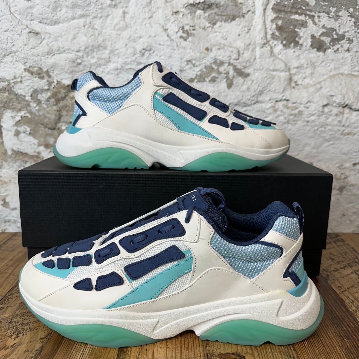 Amiri Navy Bone Runner White Teal Sneaker Sz 13 (46)