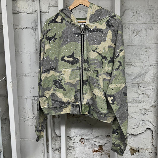Vale Crystal Camo Zip Up Hoodie Sz S