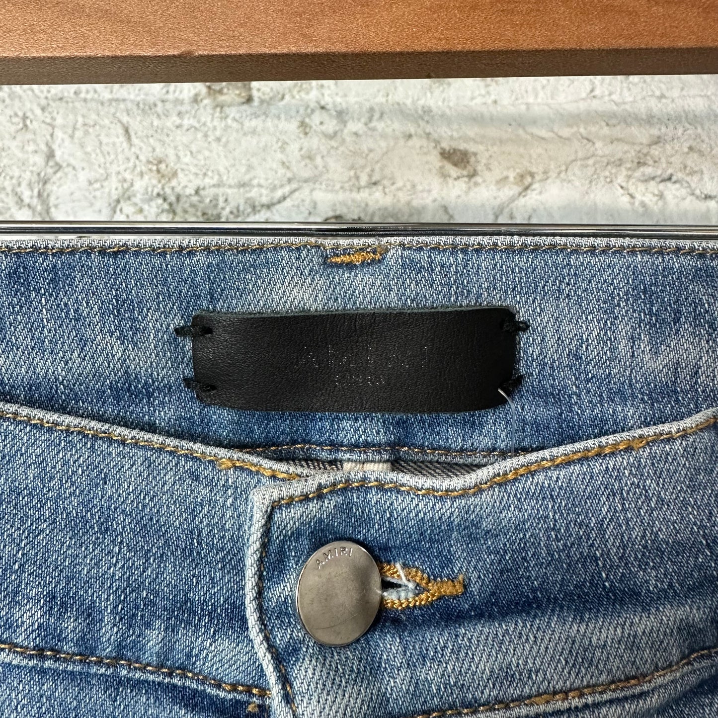 Amiri MX1 Cracked Orange Blue Denim Jeans Sz 36