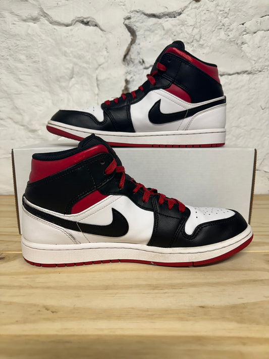 Air Jordan 1 Mid Black White Red Sz 8.5