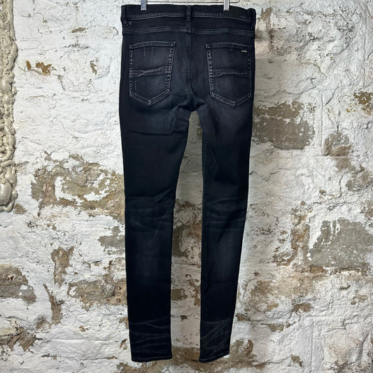 Amiri MX1 Black White Woven Black Denim Jeans Sz 34