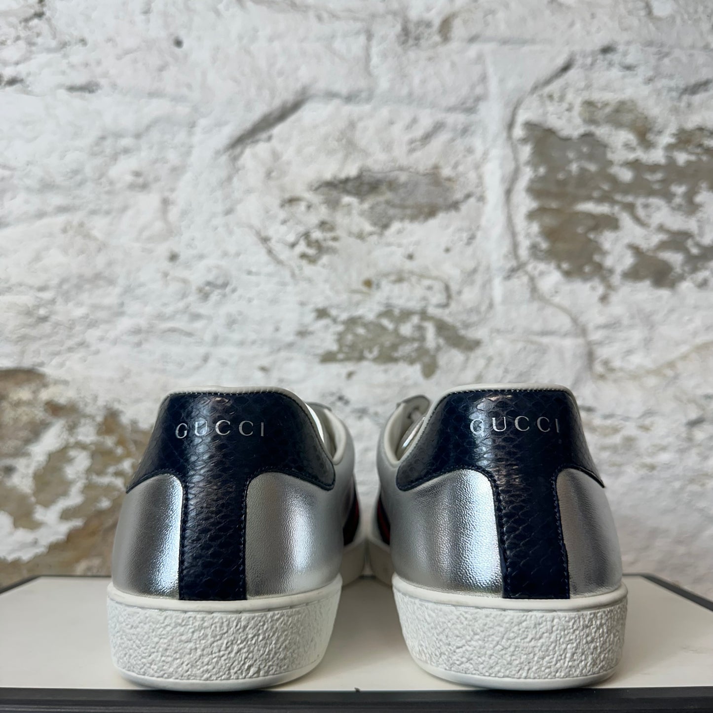 Gucci Stripe Silver Ace Sneaker Sz 10