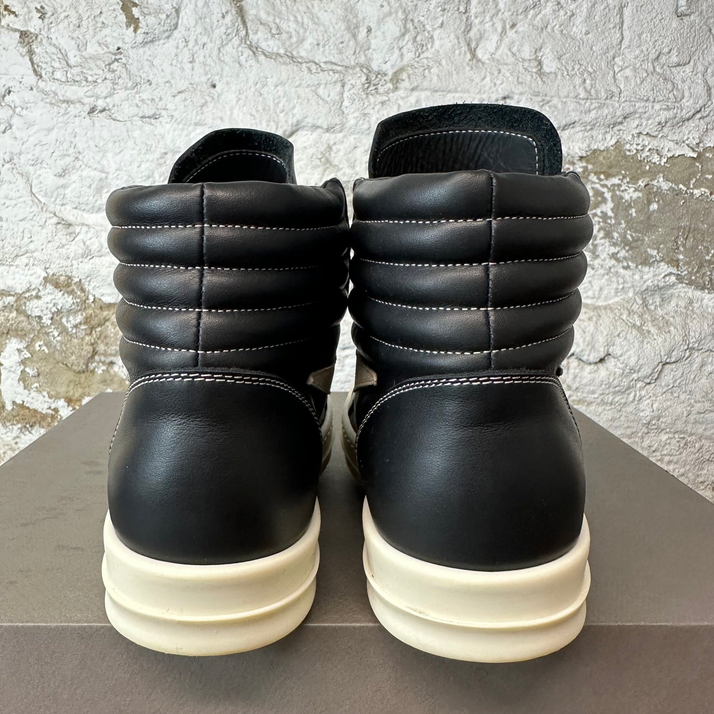 Rick Owens High Vintage Black Leather Milk Sneaker Sz 6.5 (39)