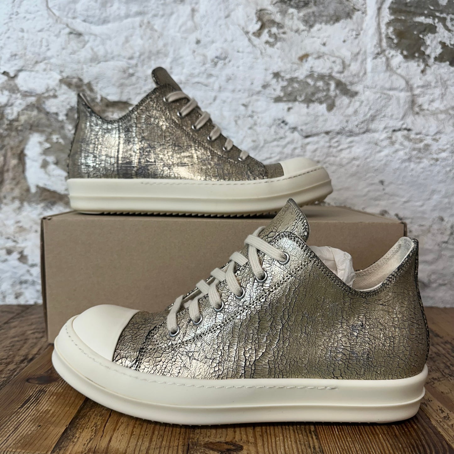 Rick Owens DRKSHDW Cracked Gold Milk Sneaker Sz 9 (42)