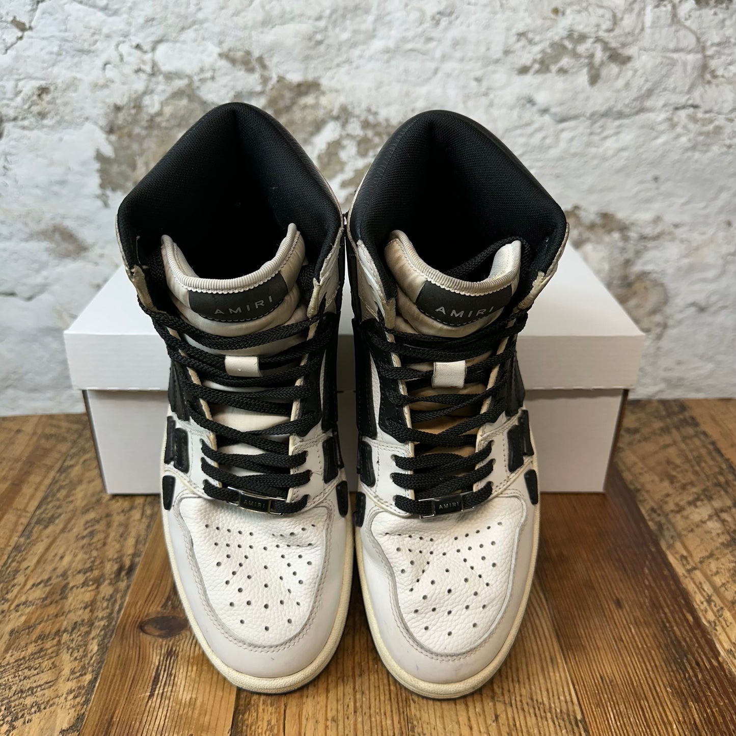 Amiri Black Skeleton White High Sneaker Sz 7 (40) No Box