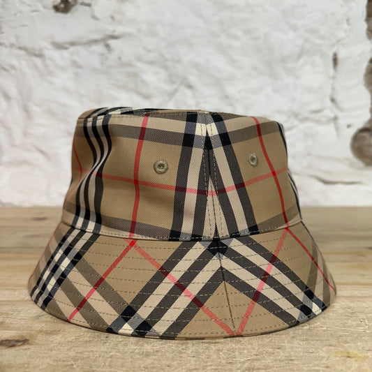 Burberry Tan Plaid Bucket Hat Sz S