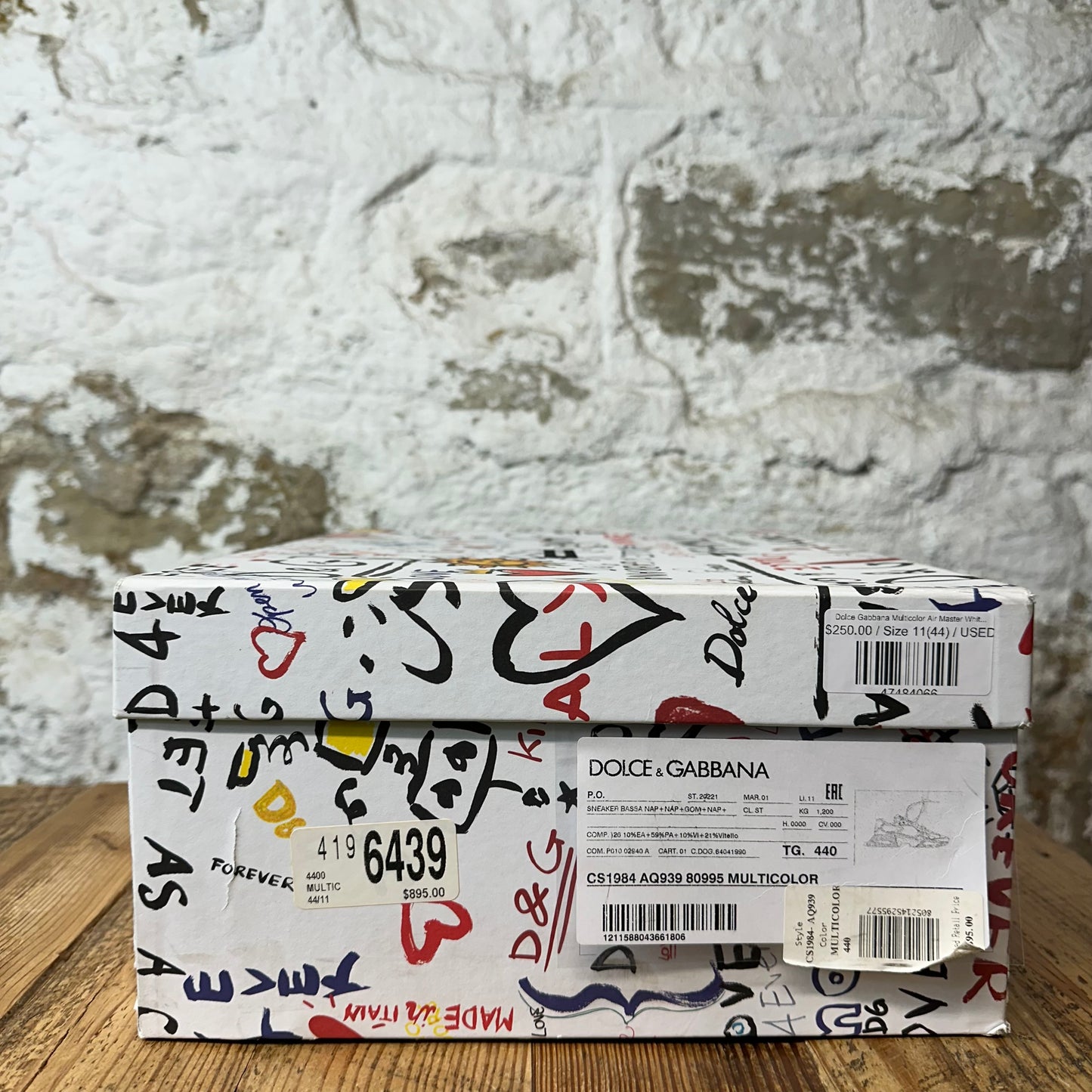 Dolce Gabbana Multicolor Air Master White Sneaker Sz 11 (44)
