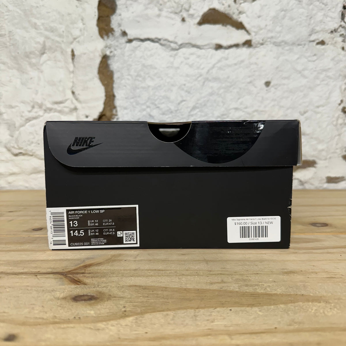 Nike Supreme Air Force 1 Low Black Sz 13 DS
