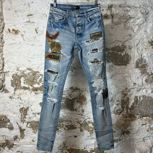 Amiri MX1 Biker Patch Blue Denim Jeans Sz 29