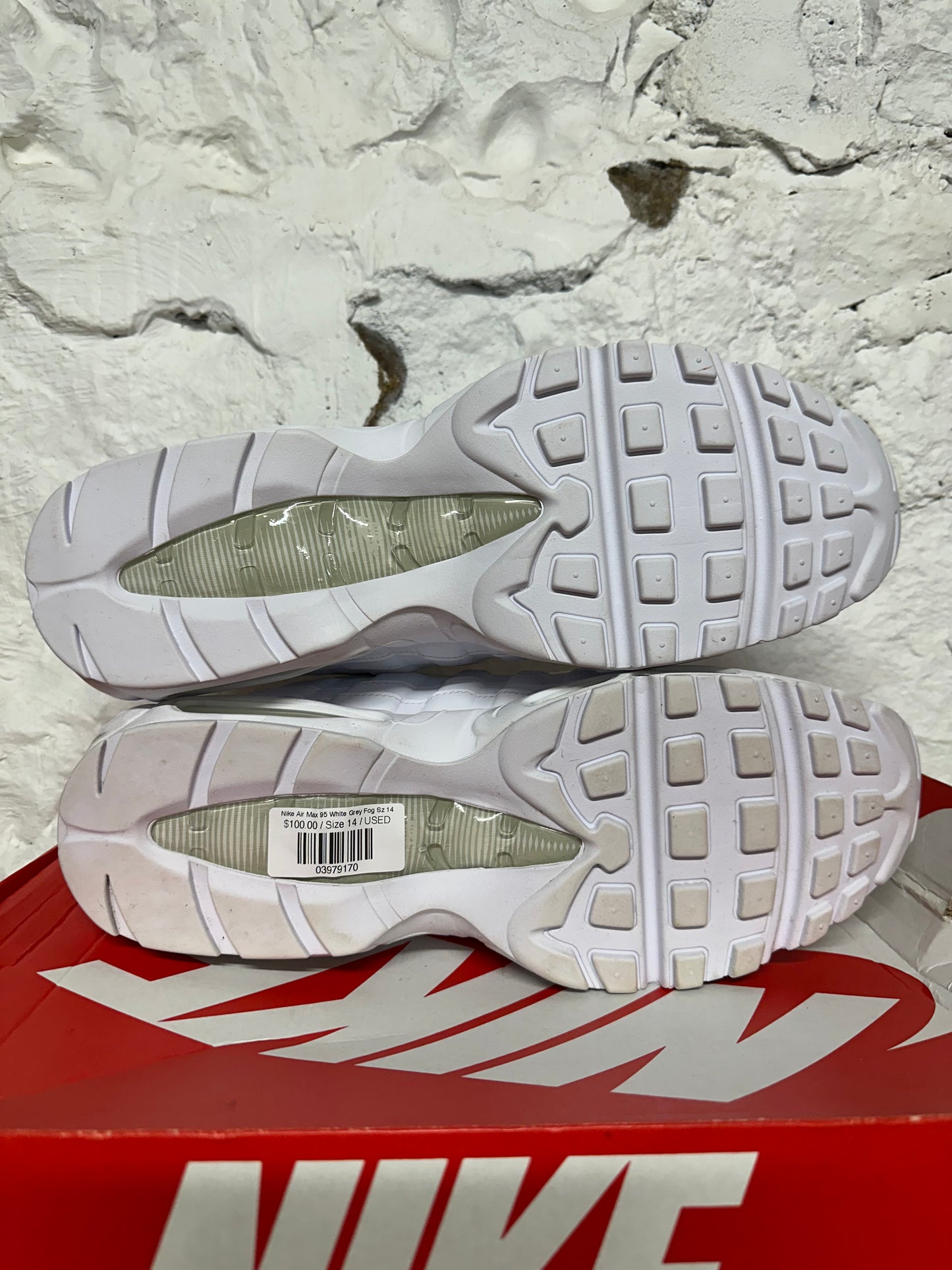 Nike Air Max 95 White Grey Fog Sz 14