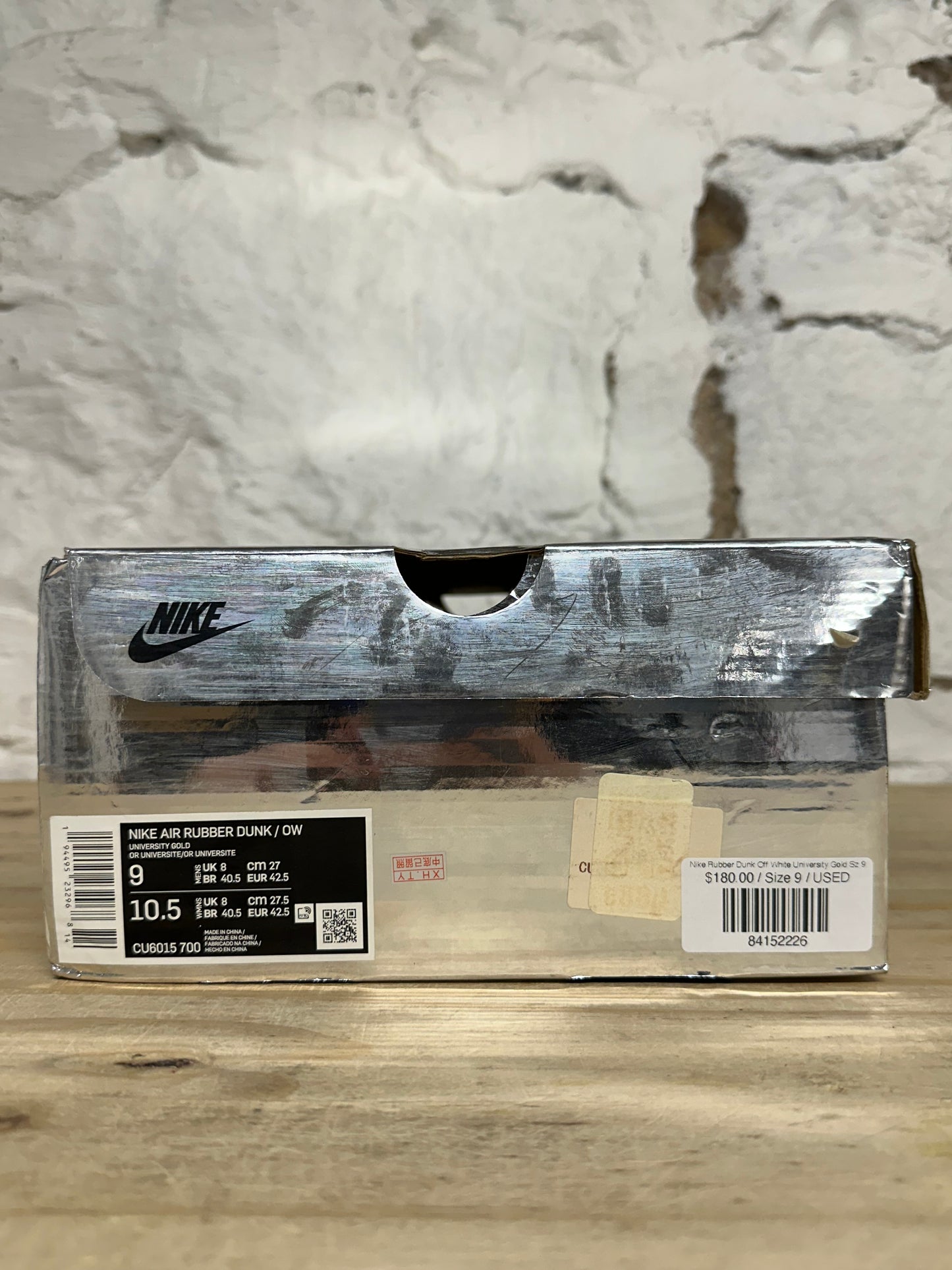 Nike Air Rubber Dunk Off-White University Gold Sz 9