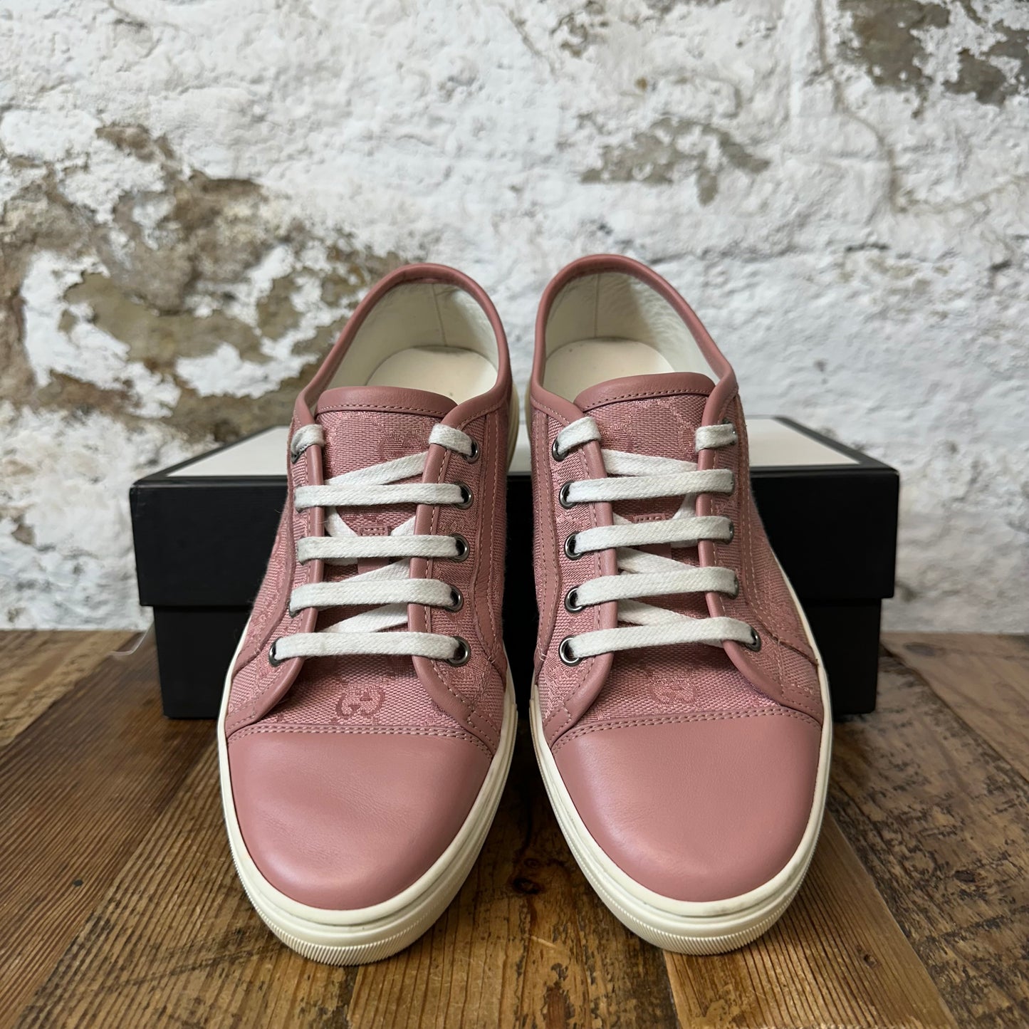 Gucci Pink Monogram White Sneaker Sz 4.5 (36.5)