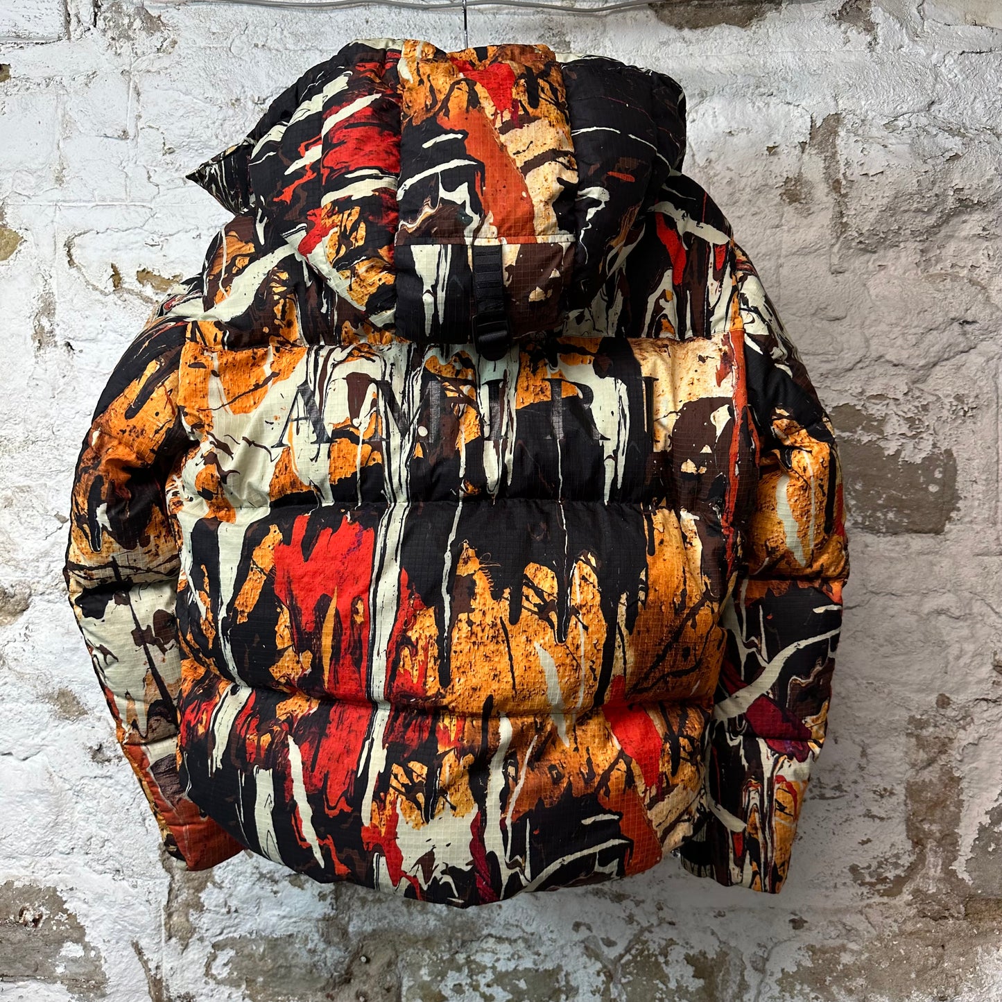Amiri Multicolor Paint Splatter Down Puffer Jacket Sz M