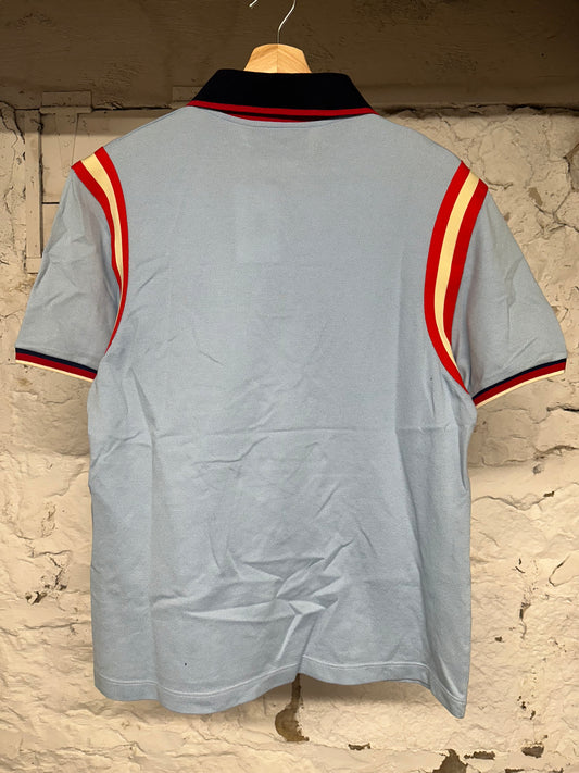 Gucci Bee Shoulder Stripe Light Blue Polo Sz XL