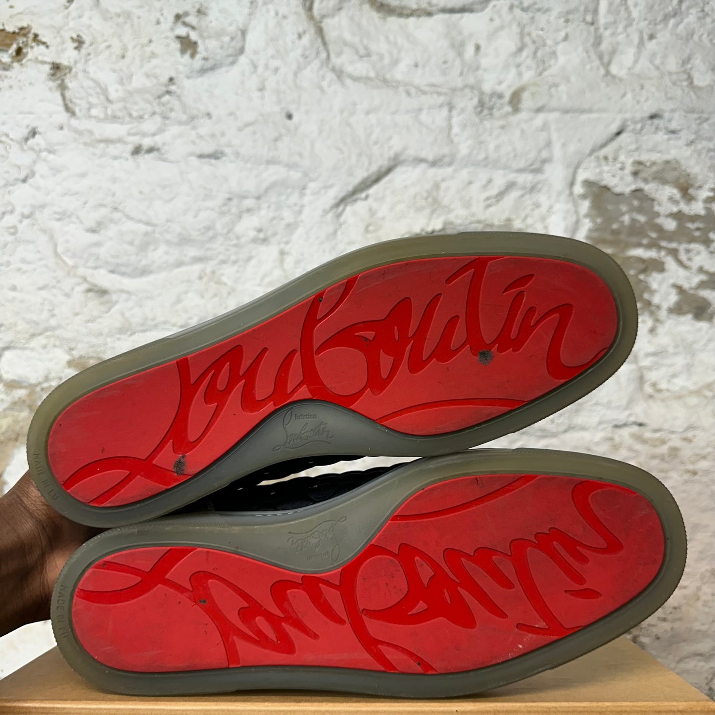 Christian Louboutin High Black Silver Crystal Spike Sneaker Sz 9 (42)