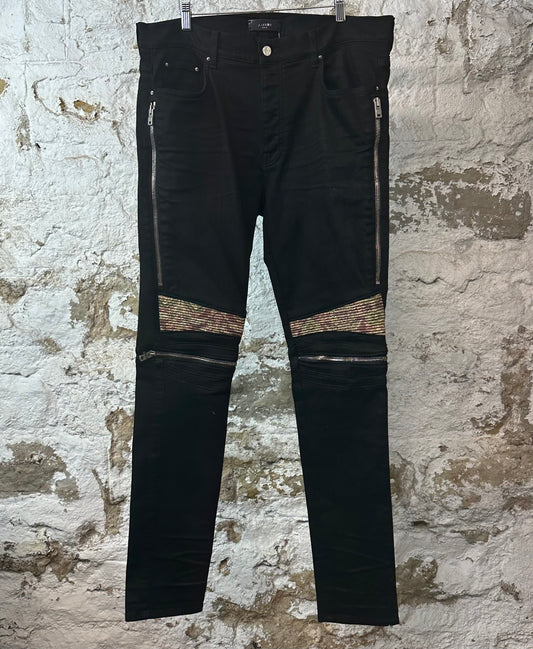 Amiri MX2 Green Brown Paisley Black Denim Jeans Sz 38
