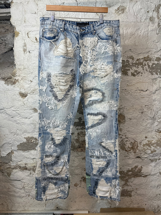Who Decides War Affinity Blue Denim Jeans Sz 36