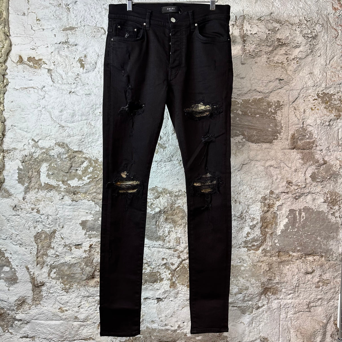 Amiri MX1 Aloha Patch Black Denim Jeans Sz 32