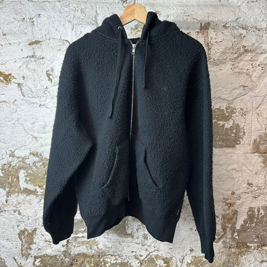 Supreme Felt Black Zip Up Hoodie Sz M