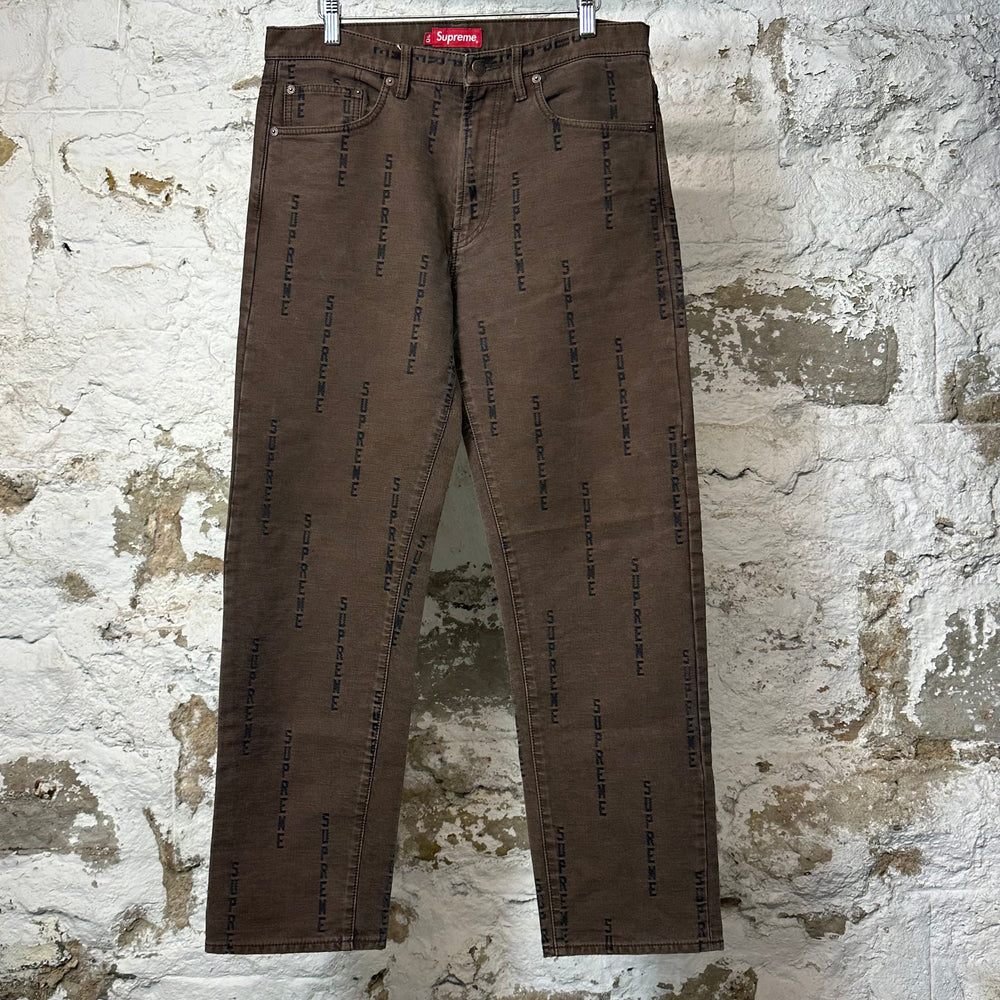 Supreme Jacquard Blackstar Brown Denim Jeans 30